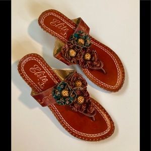 Elite leather sandals, 11M, slight heel new 45.